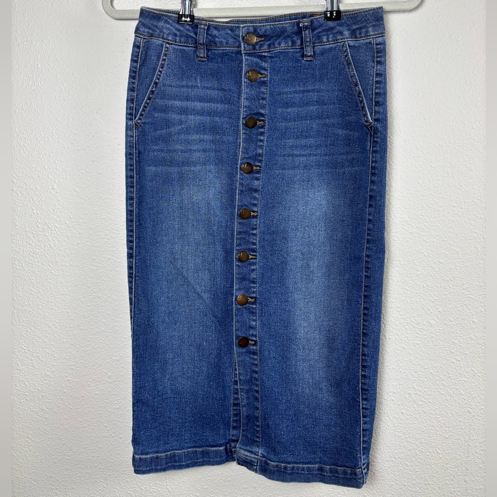 d. jeans Button-Front Denim Skirt